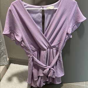 Altar'd State Purple Flutter Sleeve Romper